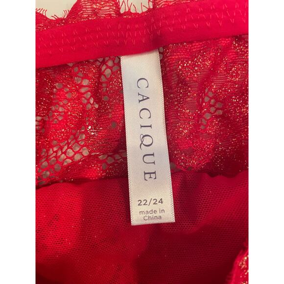 Cacique Red Floral Bralette 22/24 Off the Shoulder - Picture 3 of 4